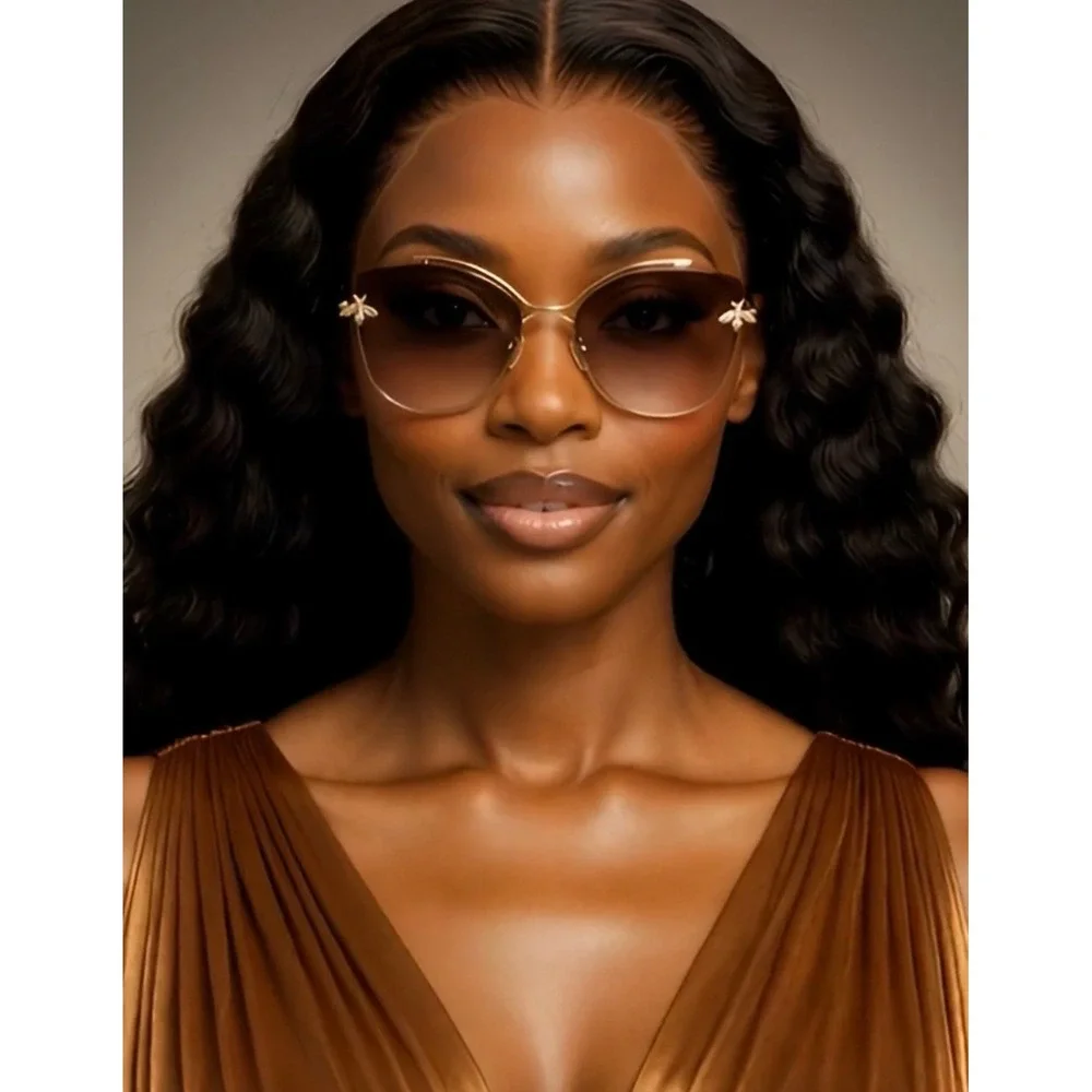 Fashion Cat Eye Sunglasses Women Designer Inspired Rimless Shades Lentes‎ Gafas